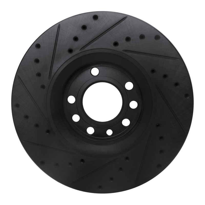 Cadillac BLS Brake Rotor (1) - Front Right - R1 Concepts - Drilled & Slotted - Black - `03-`11